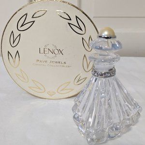 LENOX PAVE JEWELS CRYSTAL COLLECTIBLES DIAMONDS & PEARLS TRIANGLE PERFUME BOTTLE